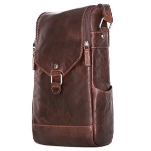 Jack Georges Voyager Convertible Backpack Genuine Leather Brown Cognac Unisex